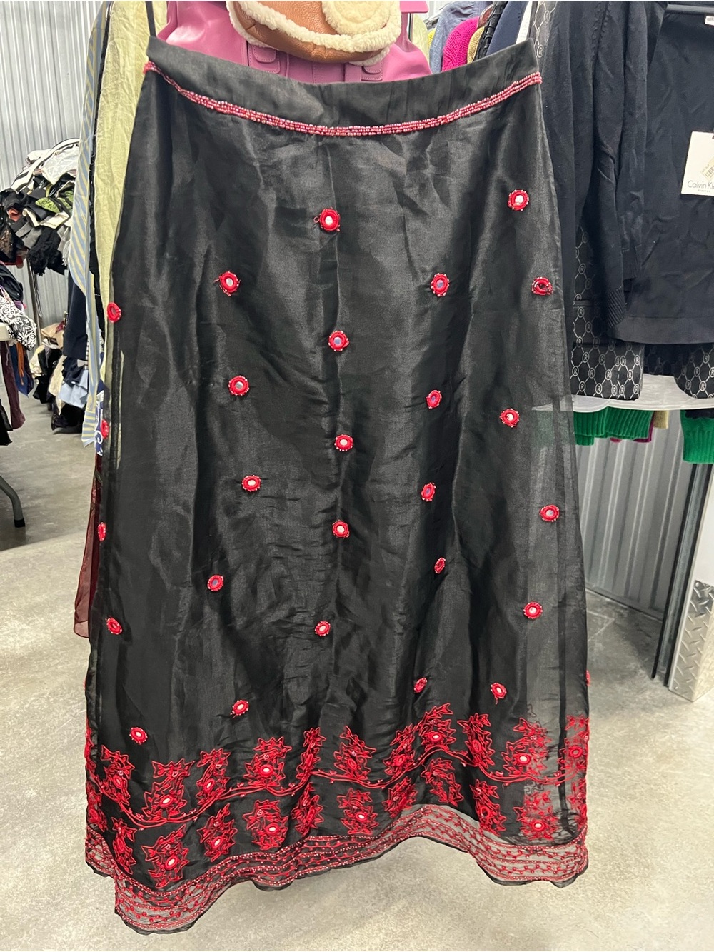 Boston Proper Vintage Skirt Black And Red Size 8